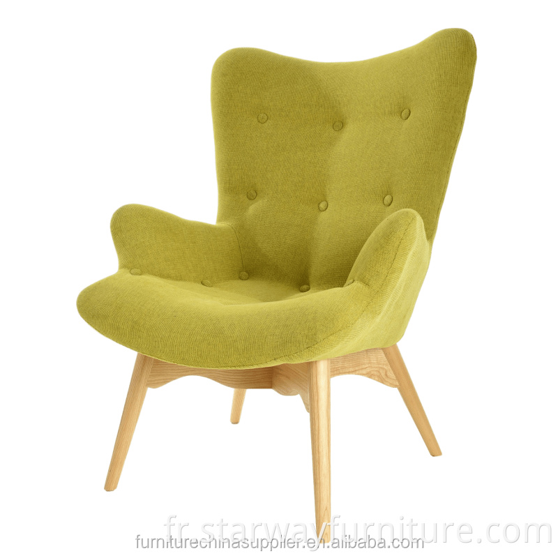 Firisation en gros de loisirs en bois massif du bureau à domicile inclinable en cuir en cuir simple Sofa High Back Chair Factory Lounge Lounge